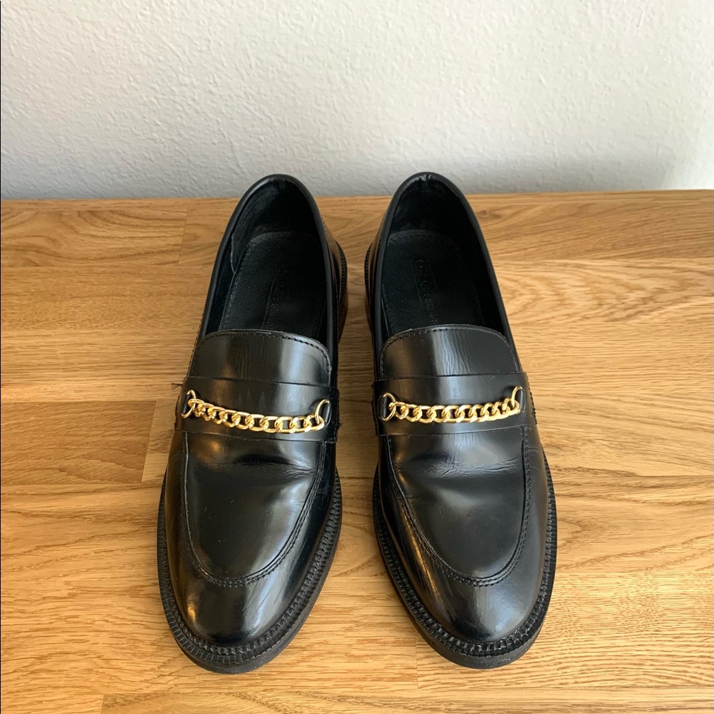 ASOS Design Leather Chain Loafers in Black